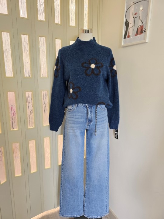 Maglione Flowers Blu