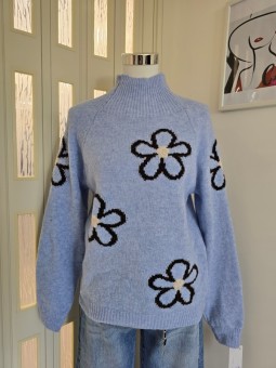 Maglione Flowers Azzurro