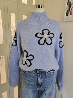 Maglione Flowers Azzurro