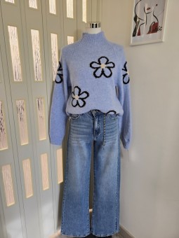 Maglione Flowers Azzurro