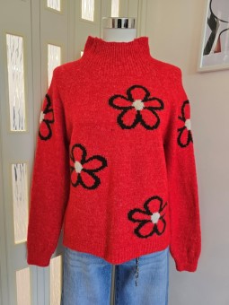 Maglione Flowers Rosso