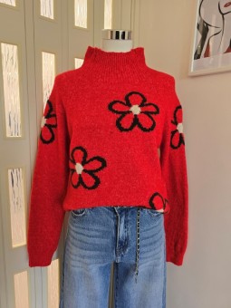 Maglione Flowers Rosso