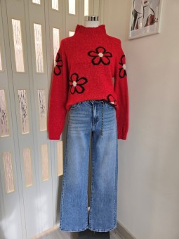 Maglione Flowers Rosso