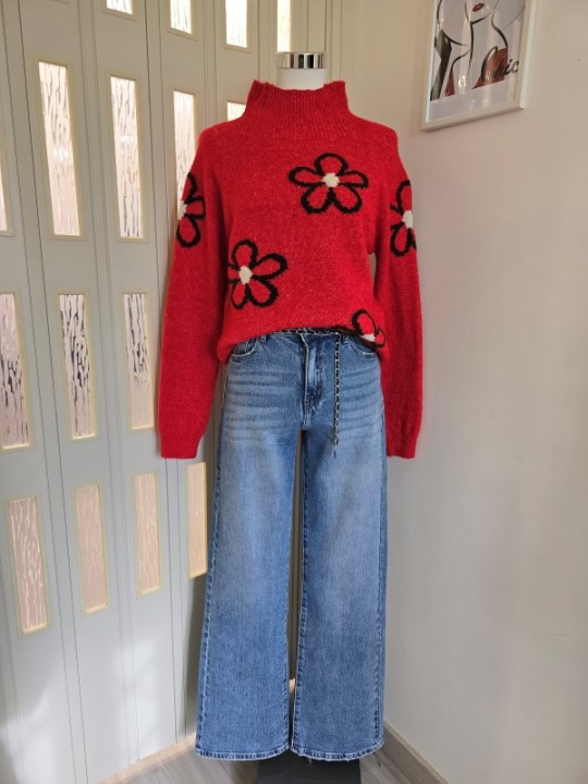 Maglione Flowers Rosso