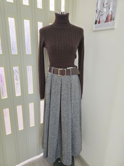 Gonna Grigia in Tweed