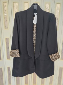 Giacca Nera Leopardata