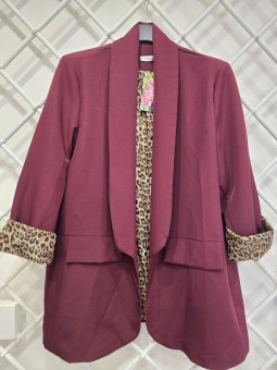 Giacca Bordeaux Leopardata