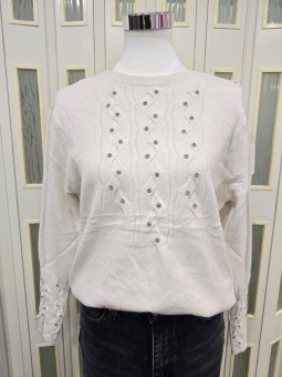 Pullover Strass Bianco