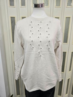Pullover Strass Bianco