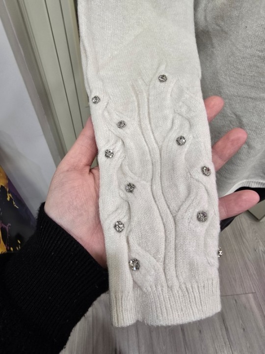 Pullover Strass Bianco