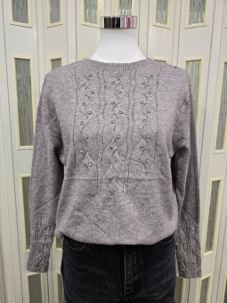 Pullover Strass Tortora