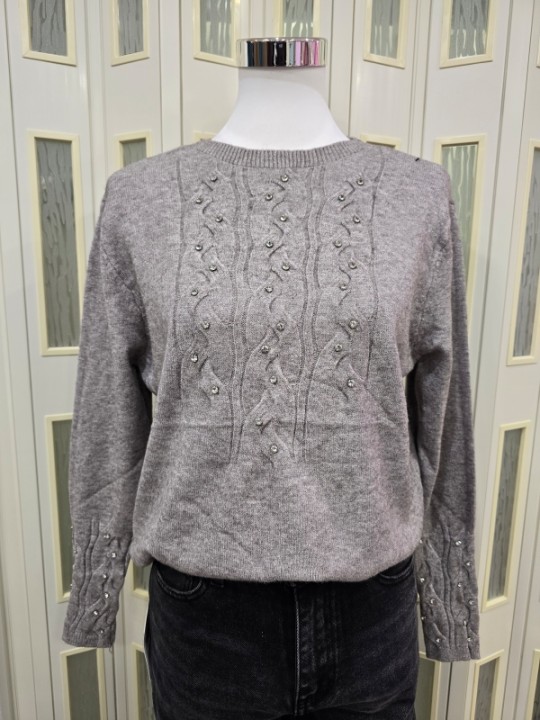 Pullover Strass Tortora