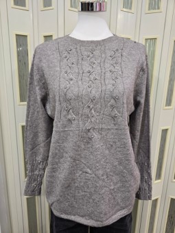 Pullover Strass Tortora