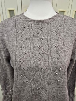 Pullover Strass Tortora