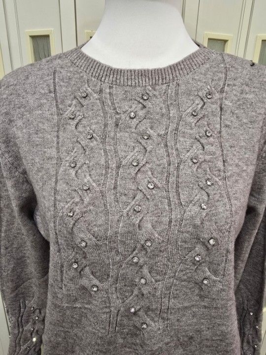 Pullover Strass Tortora