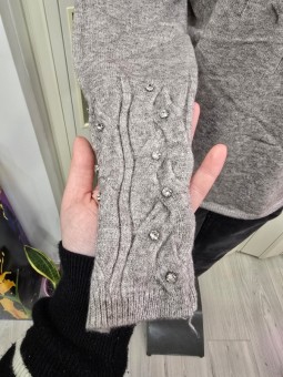 Pullover Strass Tortora