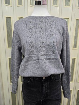 Pullover Strass Grigio
