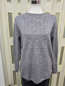 Pullover Strass Grigio