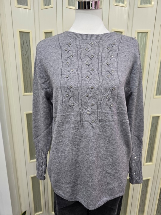 Pullover Strass Grigio