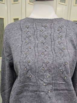 Pullover Strass Grigio