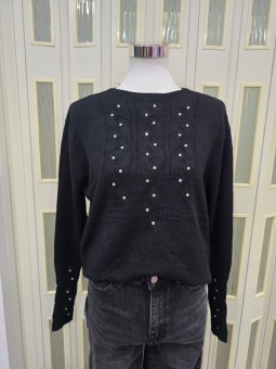 Pullover Strass Nero