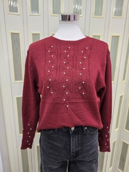 Pullover Strass Bordeaux