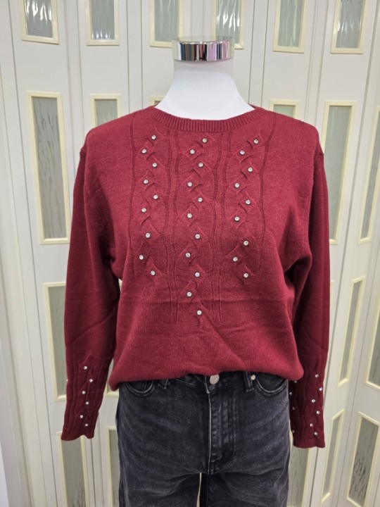 Pullover Strass Bordeaux