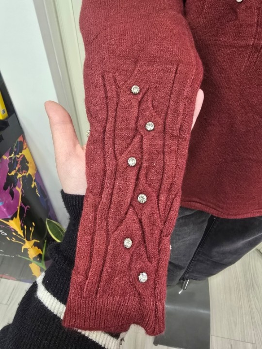 Pullover Strass Bordeaux