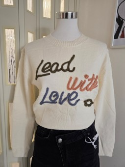 Maglione Lead with love Crema