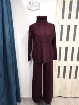 Coordinato a Trecce Bordeaux