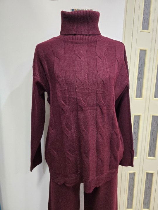 Coordinato a Trecce Bordeaux