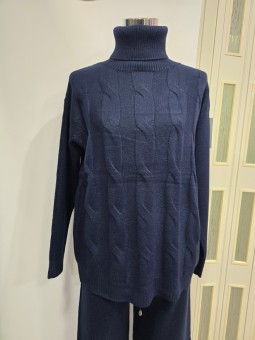 Coordinato a Trecce Blu Scuro