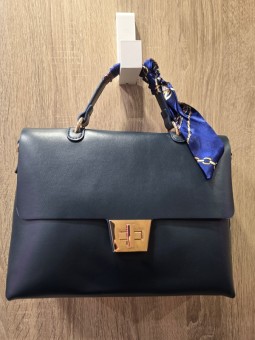 Borsa Blu Con Foulard