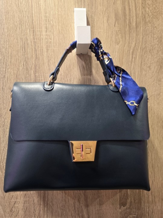 Borsa Blu Con Foulard