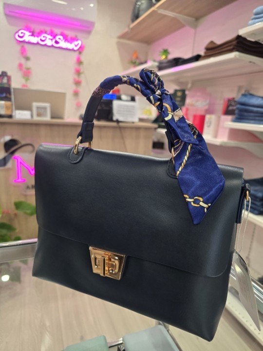 Borsa Blu Con Foulard