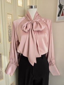 Camicia Satin Fiocco Rosa