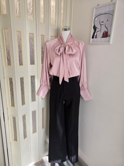 Camicia Satin Fiocco Rosa