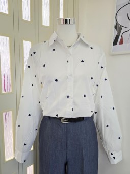 Camicia Bianca Cuori Blu