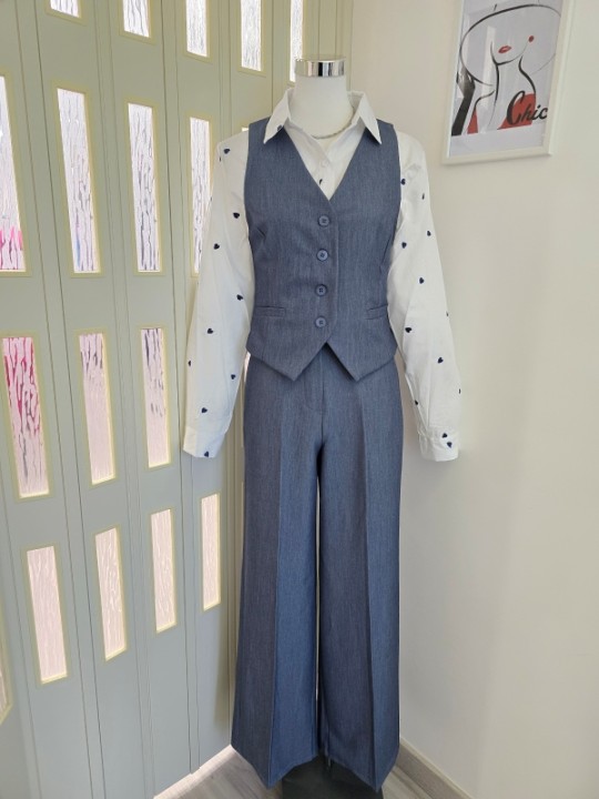 Completo Gilet + Pantalone Denim