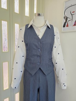 Camicia Bianca Cuori Blu