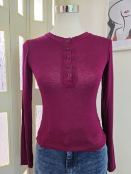 Maglia Bottoni Crop Magenta