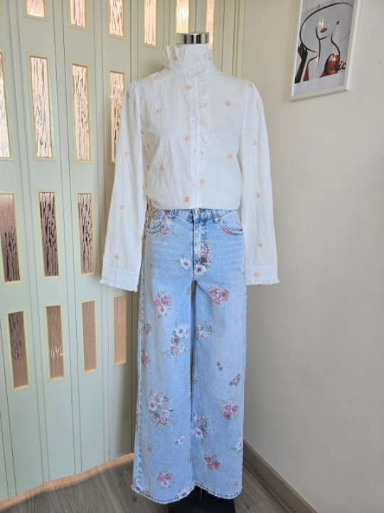 Jeans Wideleg a Fiori