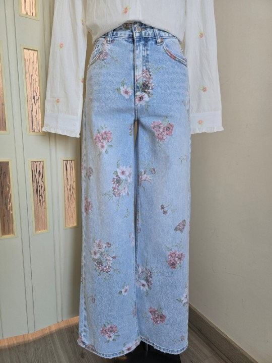 Jeans Wideleg a Fiori