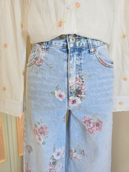Jeans Wideleg a Fiori