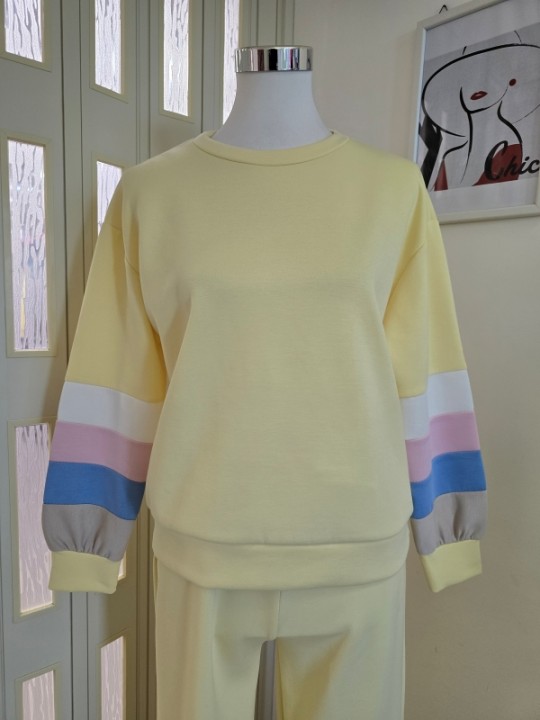 Completo Giallo Manica Colorata