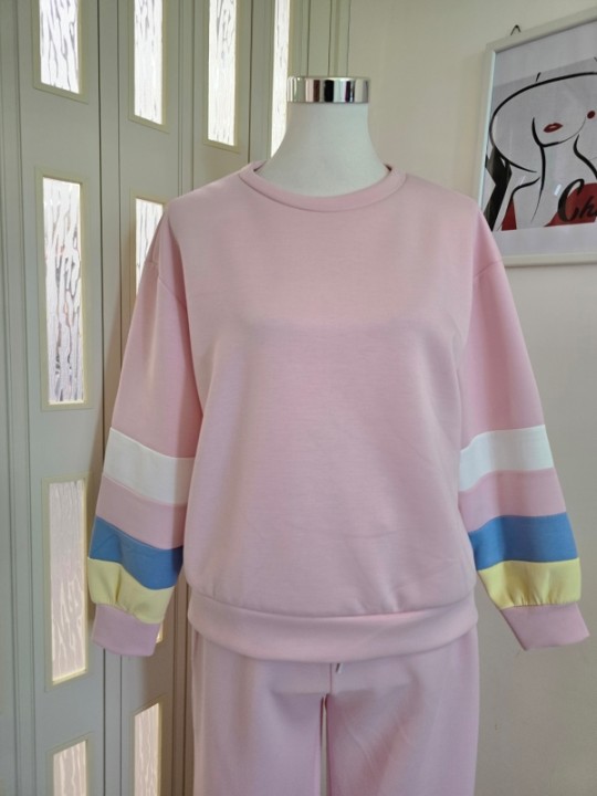 Completo Rosa Manica Colorata