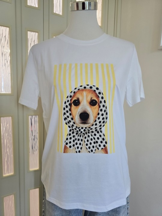 T-Shirt Cane Righe Gialle