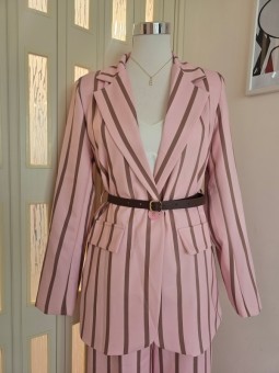 Tailleur A Righe Rosa/Oro