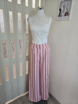 Tailleur A Righe Rosa/Oro