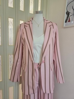 Tailleur A Righe Rosa/Oro